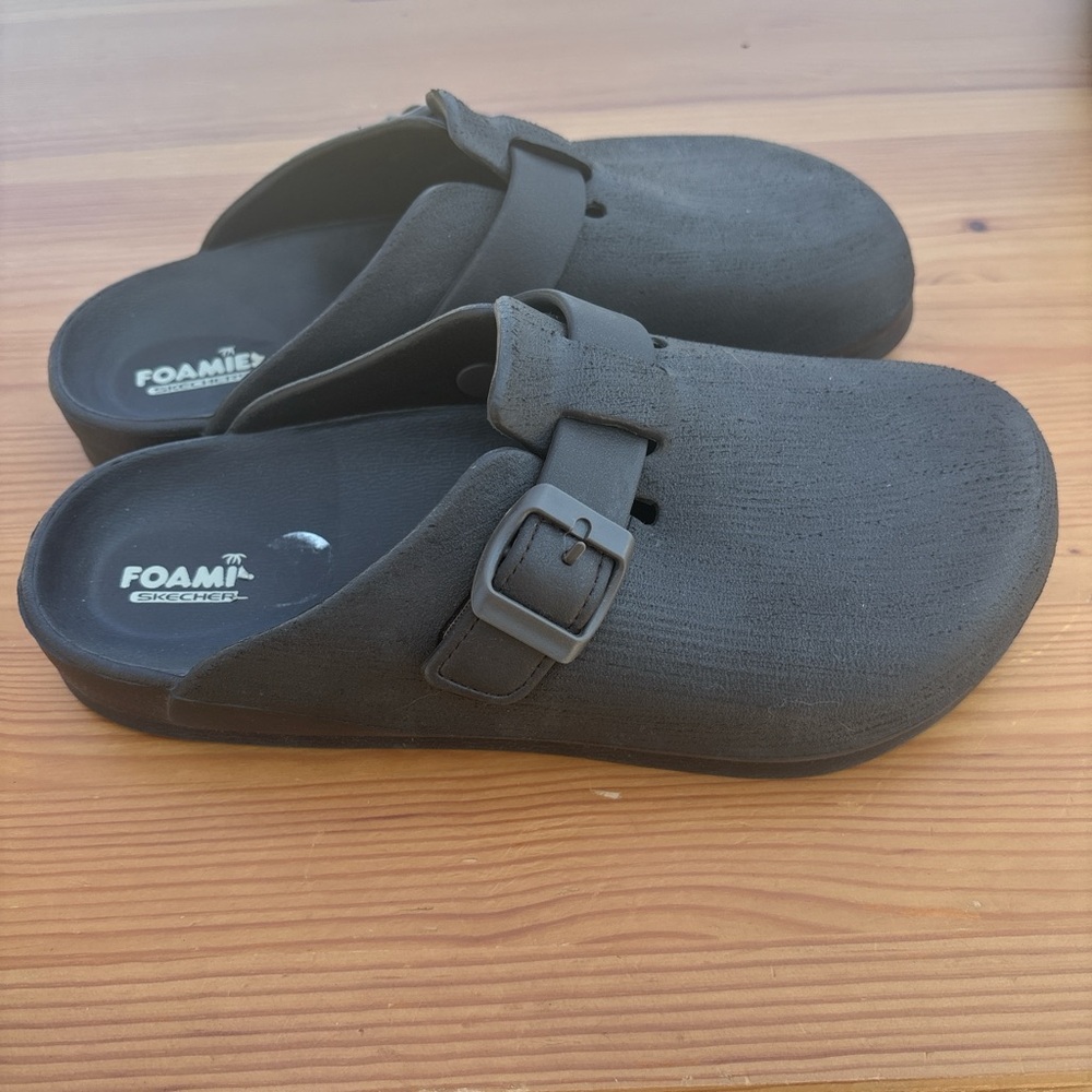 Skechers Dark Brown Foamies Buckle Slip-On Clogs